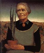 Grant Wood Both Hands with Miniature garden of woman oil painting picture wholesale